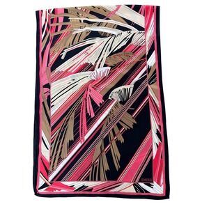 Carlisle Silk Scarf Black/Pink/Brown/Cream Palm Fronds Pattern